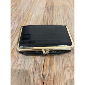 Chong Woo Co Genuine Eel Skin Purse Coin Purse Mirror Bag Wallet Vintage Black